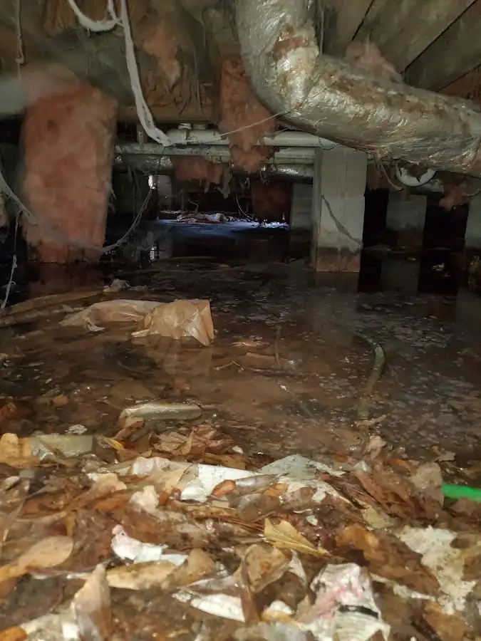 Crawl space flood assessment for Commercial Water Damage Restoration in Dove Valley